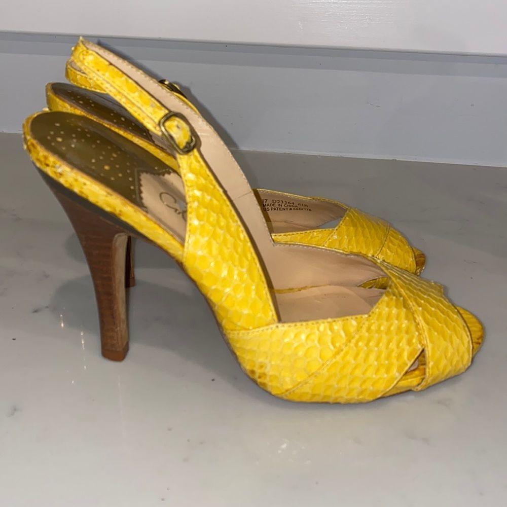 Cole Haan Nike Air Yellow Python Slingback Heels